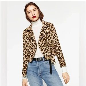 ZARA Leopard Print Motorcycle Jacket. Size: XS. Excellent condition